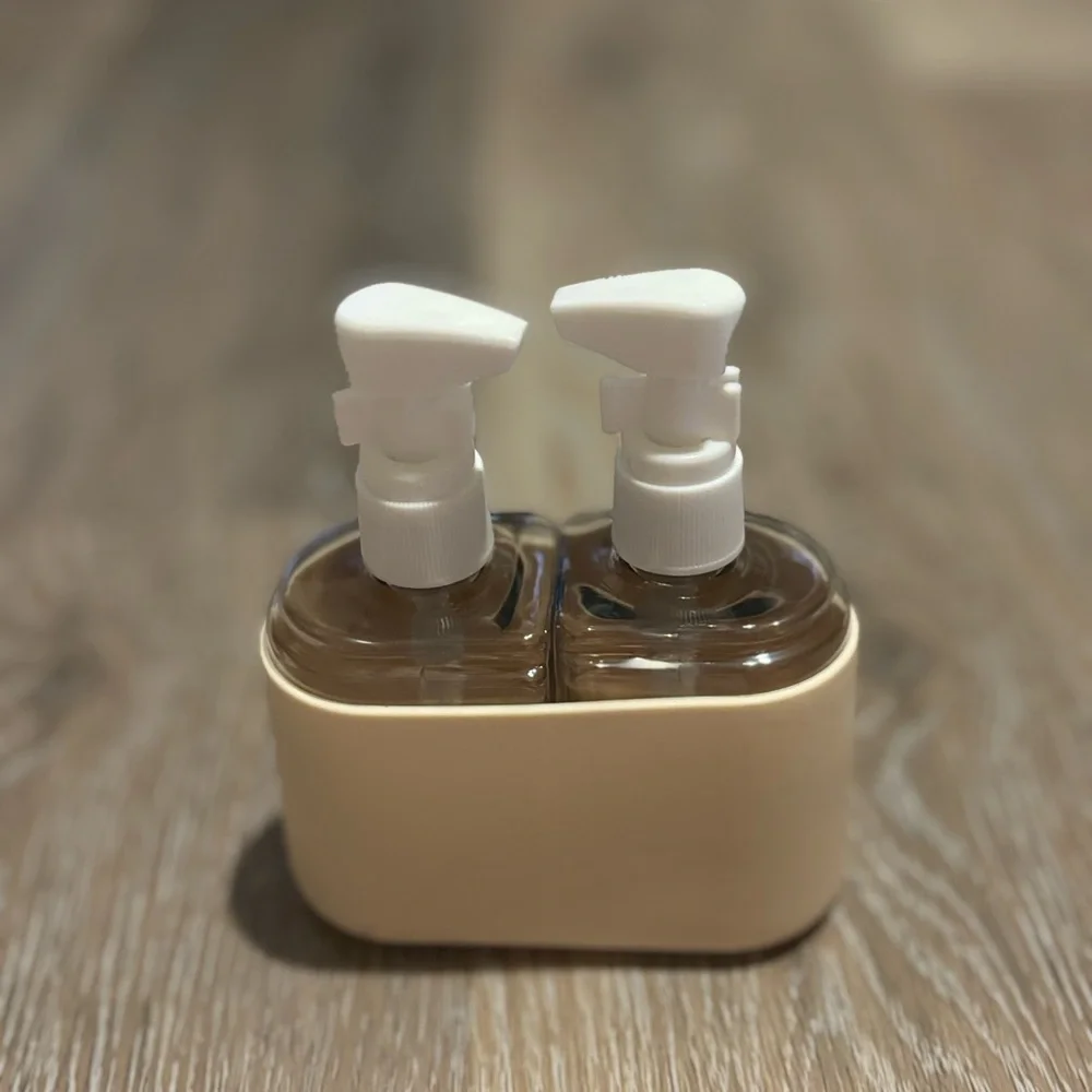 Beige dispenser Set with White Pumps